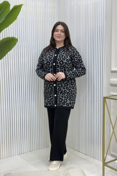 Lila Leopar Triko Takım