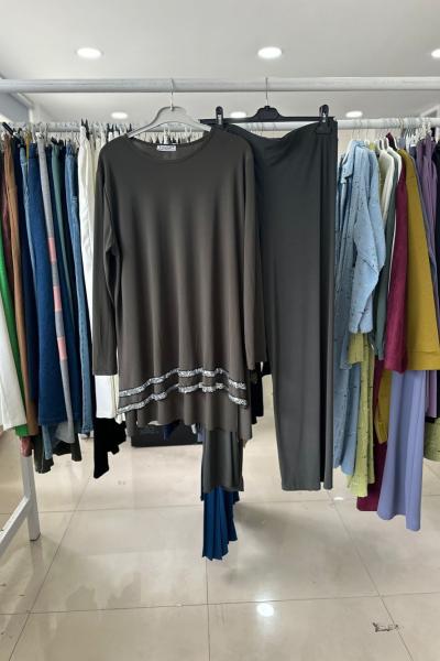 Çizgi Payet Tilda Etekli Takım