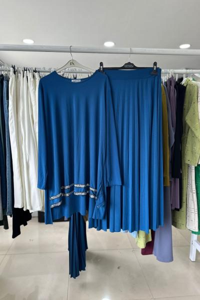 Çizgi Payet Tilda Etekli Takım