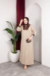 Çizgili Desen Pamuklu İki İplik Elbise