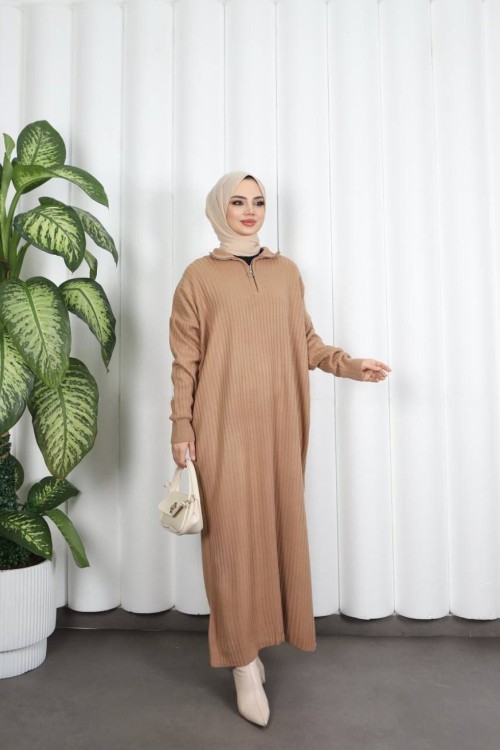 Fermuarlı Triko Elbise