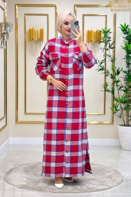 Havin Kaşe Kap Çift Çepli  - Kırmızı