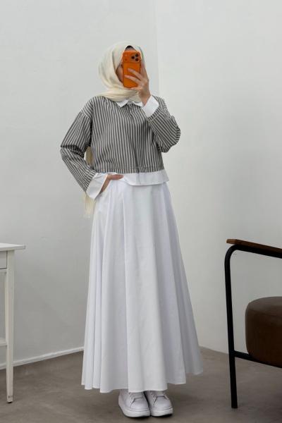 Liya Astarlı Krep Etekli Takım