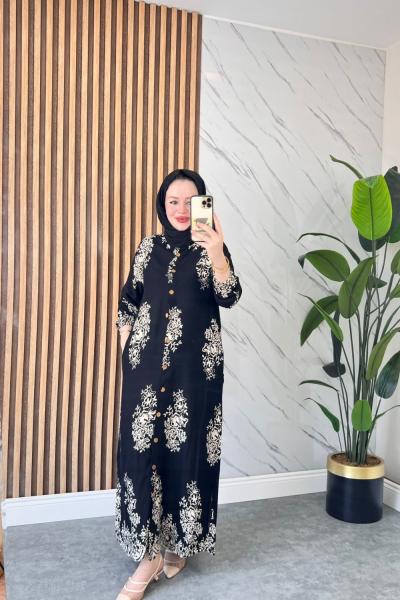 Osmanlı Desen  Pamuklu Viskon Elbise