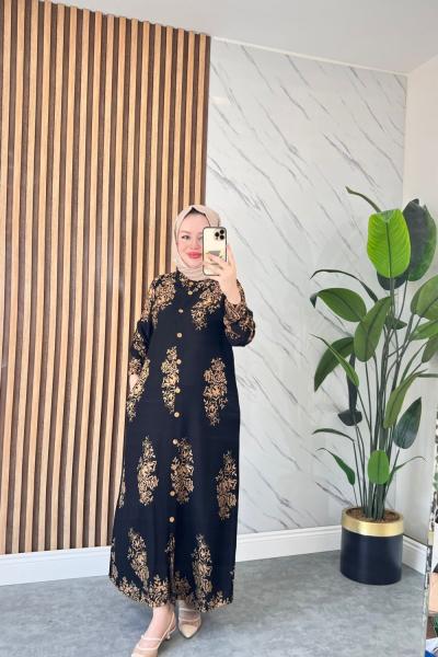 Osmanlı Desen  Pamuklu Viskon Elbise