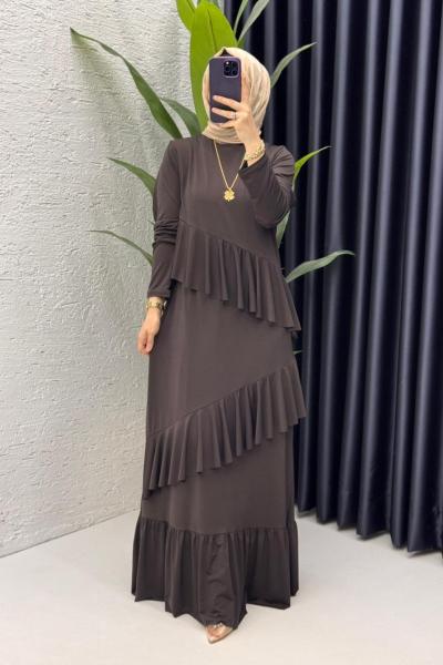 Acı Kahve Duru Elbise Tesettür Giyim