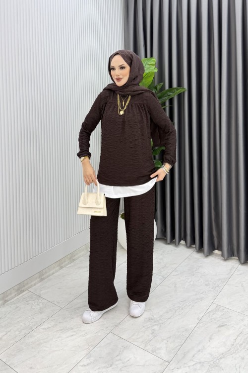 Acı kahve Zeyzey Takım Tesettür Giyim