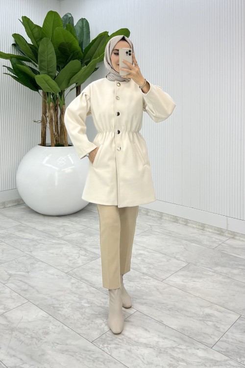 Bej Yelda Astarlı Kaşe Tesettür Giyim