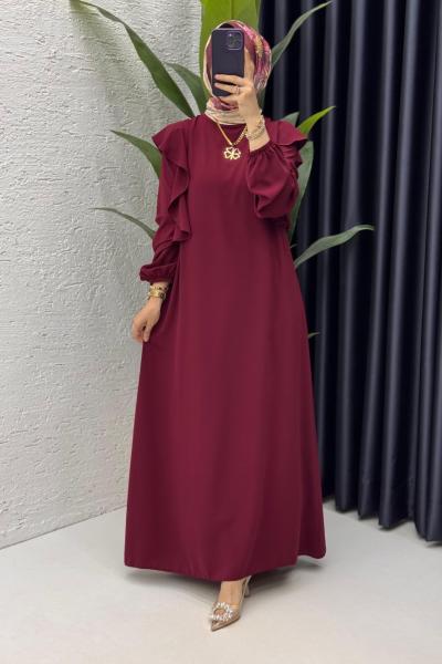 Bordo Canan Elbise Tesettür Giyim