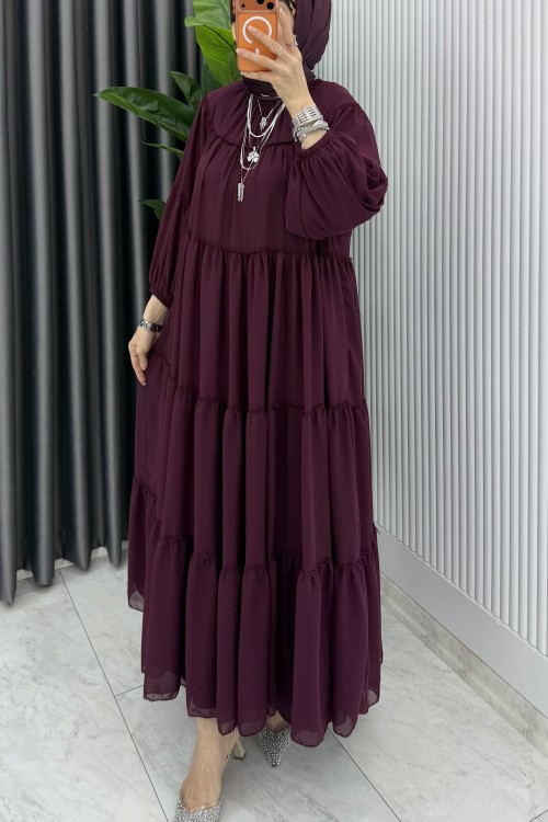 Bordo Güzide Elbise Tesettür Giyim