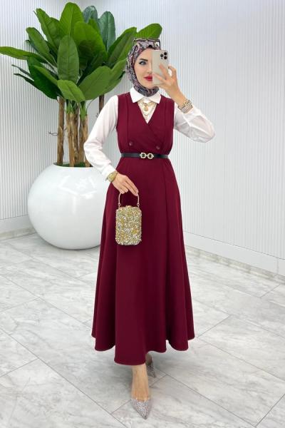 Bordo Hazen Jile Tesettür Giyim