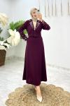 Bordo Liyan Premıum Etekli Takım Tesettür Giyim