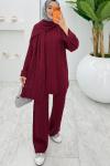 Bordo Premıum Atkılı Triko Takım Tesettür Giyim