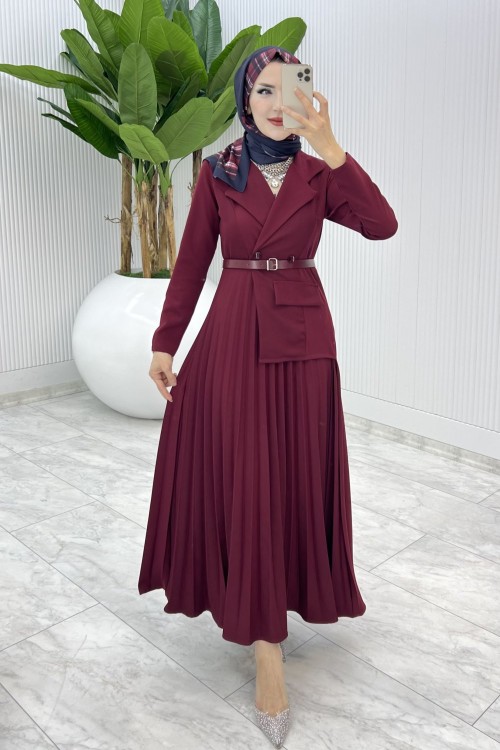 Bordo Tasarım Tuana Elbise Tesettür Giyim