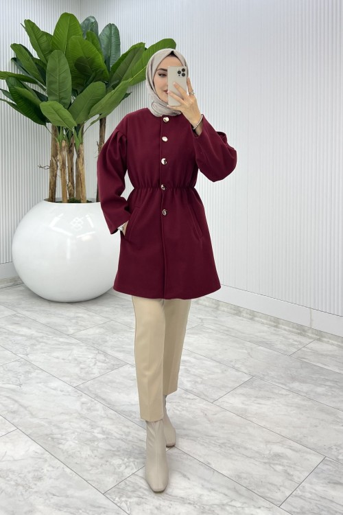 Bordo Yelda Kaşe Tesettür Giyim