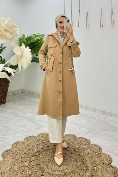 Camel  Buğlem Trench Tesettür Giyim