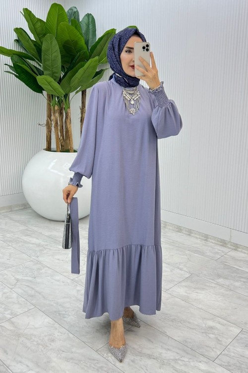 Gri Açelya Elbise Tesettür Giyim