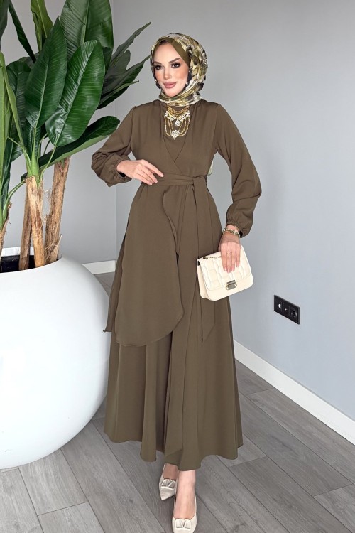 Haki Cevher Pantolon Takım Tesettür Giyim