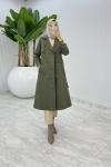 Haki Premium Astarlı Eylem Trench Tesettür Giyim