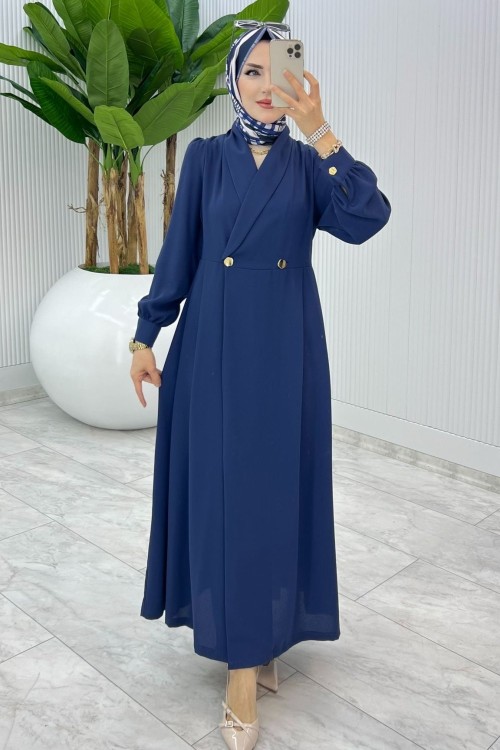 İndigo Premium Lal Ferace Elbise Tesettür Giyim