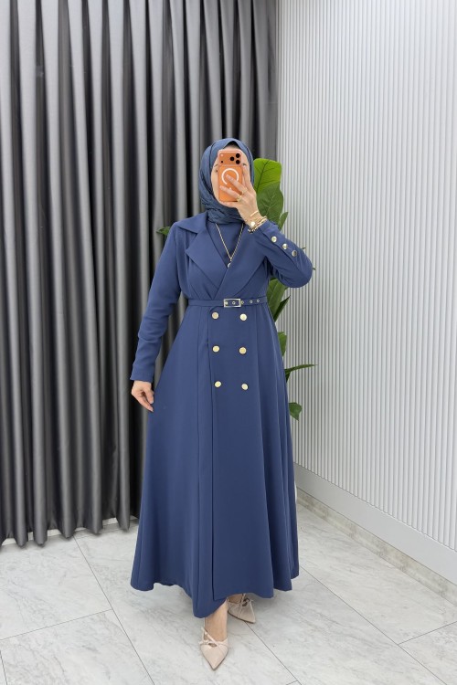 İndigo Premium Naz Jile Ferace Takım Tesettür Giyim