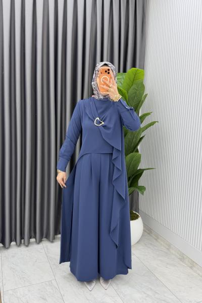 İndigo Premium Ahsen Pantolonlu Takım Tesettür Giyim