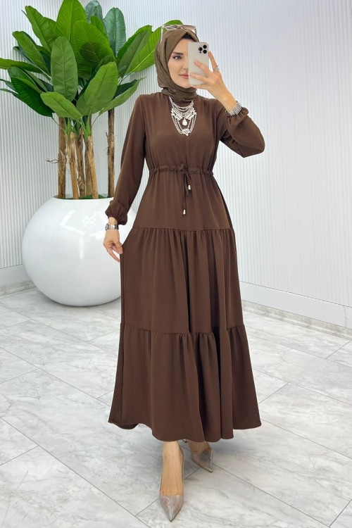 Kahve Nilay Elbise Tesettür Giyim