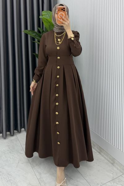 Kahve Premium Asel Elbise Tesettür Giyim