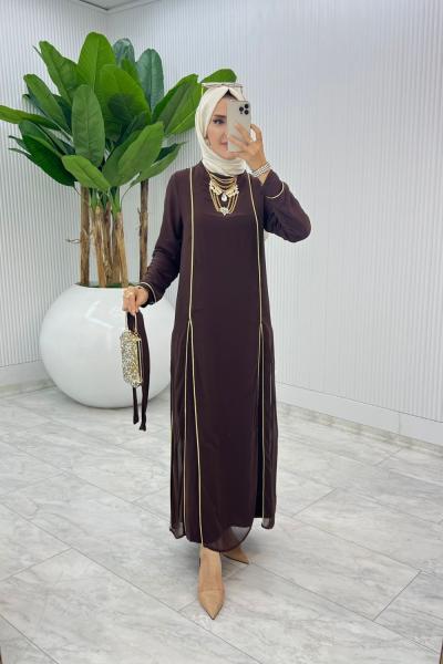 Kahve Premium İkili İmren Takım Tesettür Giyim