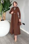 Kahve Premium Pera Elbise Ferace Tesettür Giyim