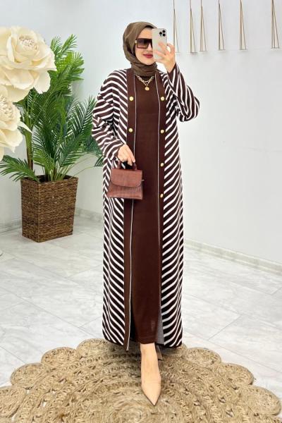 Kahve Sıla Triko Takım Tesettür Giyim