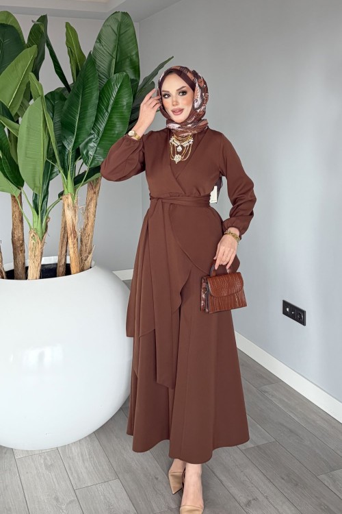 Kahverengi Cevher Pantolon Takım Tesettür Giyim