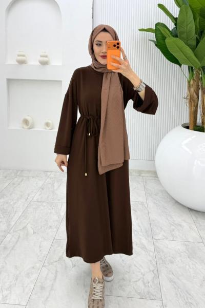 Kahverengi Oysho Elbise Tesettür Giyim