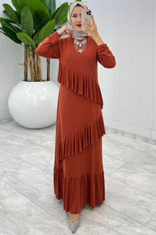 Kiremit Premium Tijen Elbise Tesettür Giyim