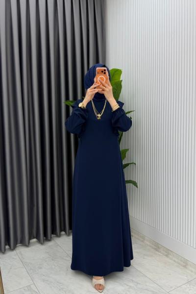 Lacivert Eylül Elbise Premıum Tesettür Giyim