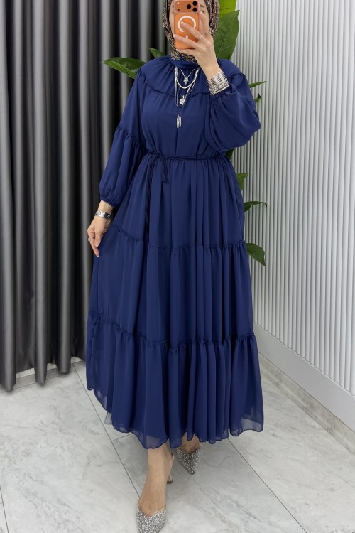 Lacivert  Güzide Elbise Tesettür Giyim