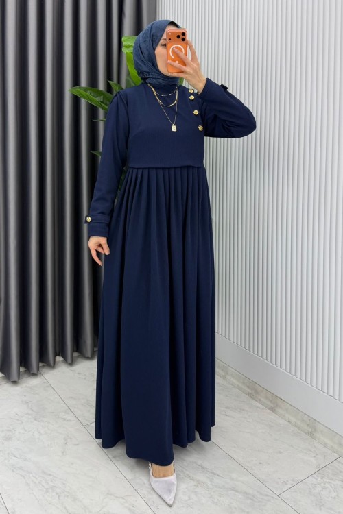 Lacivert Burgu Sinem Elbise Tesettür Giyim