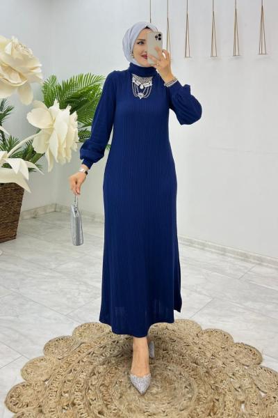 Lacivert Banu Elbise Tesettür Giyim