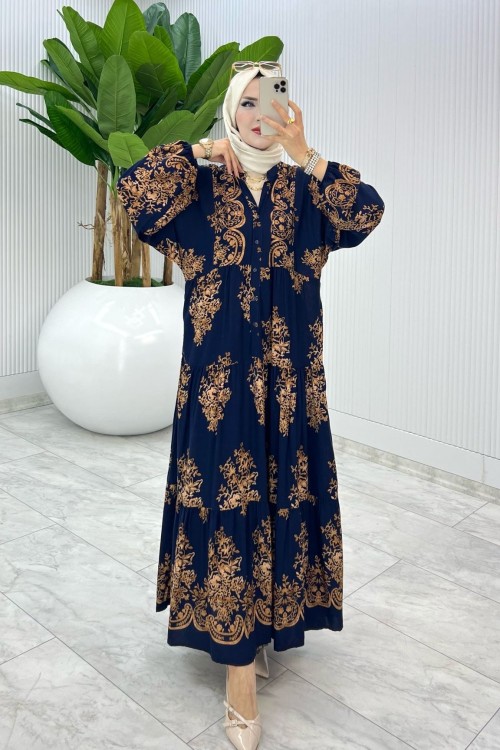 Lacivert Bahar Elbise Tesettür Giyim