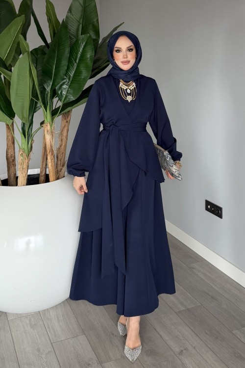 Lacivert Cevher Pantolon Takım Tesettür Giyim