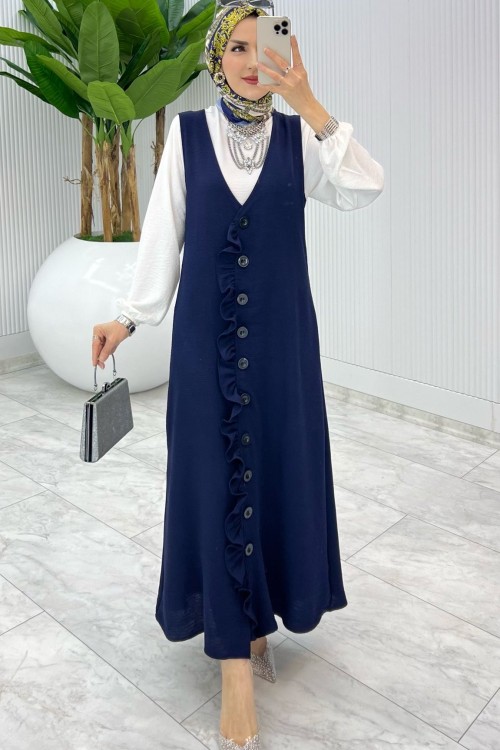 Lacivert Mahya Sadece Jile Tesettür Giyim