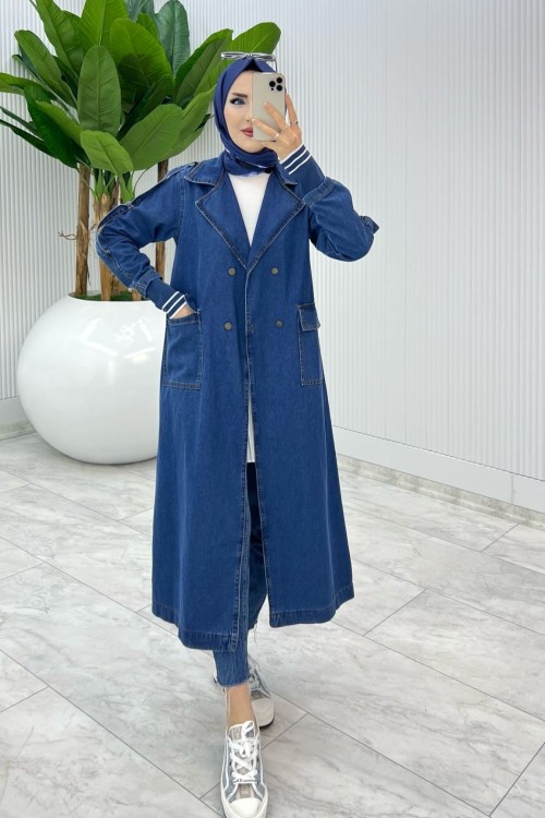 Lacivert Premium Hançer Kot Kap Tesettür Giyim