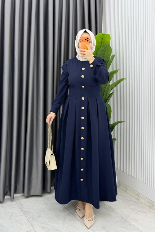 Lacivert Premium Asel Elbise Tesettür Giyim