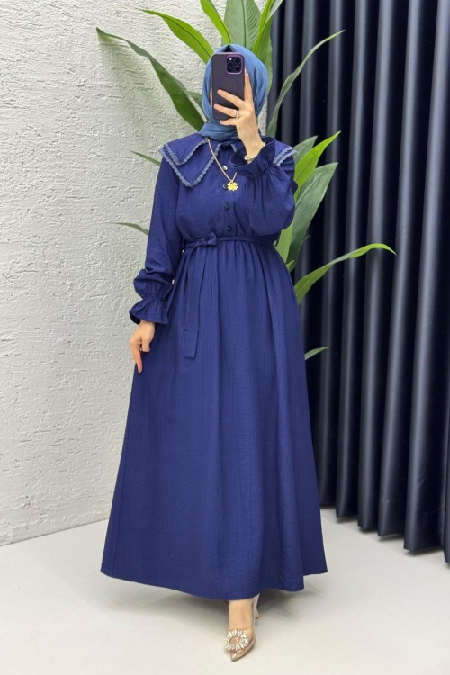 Lacivert Sanem Elbise Tesettür Giyim