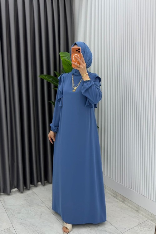 Mavi Eylül Elbise Premıum Tesettür Giyim