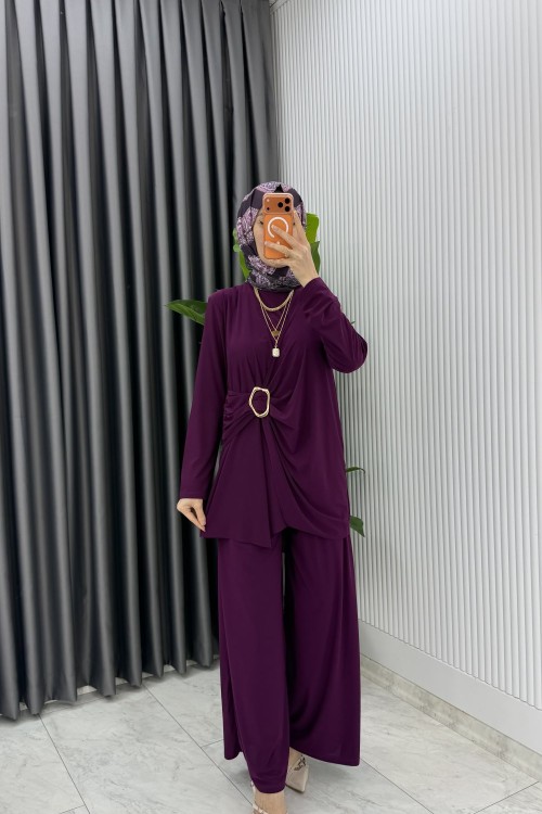 Mürdüm Figen Pantolon Takım Tesettür Giyim