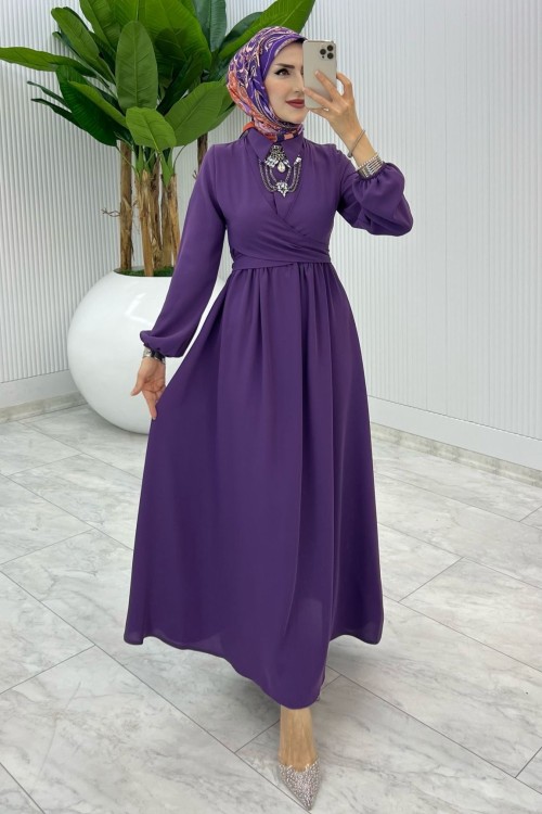 Mürdüm Premıum Dilara Elbise Tesettür Giyim