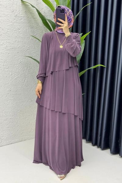 Mürdüm Premium Sultan Elbise Tesettür Giyim