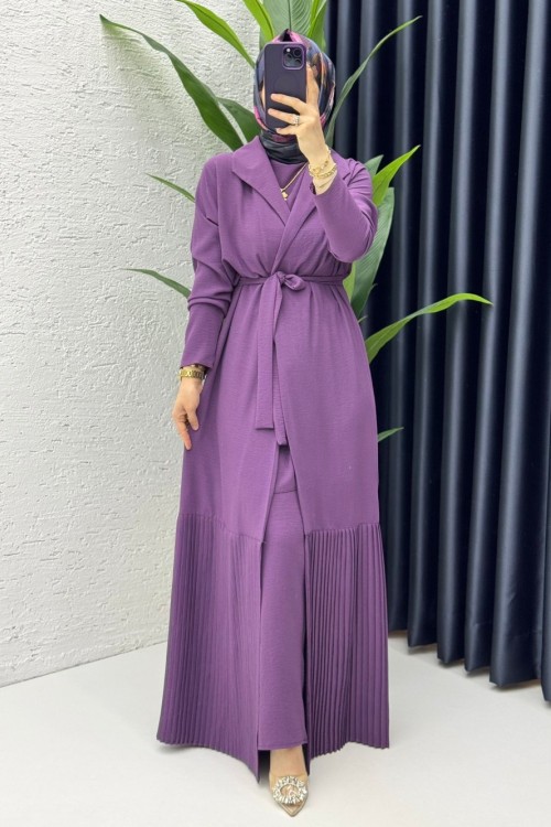 Mürdüm Premium Üçlü Helena Takım Tesettür Giyim