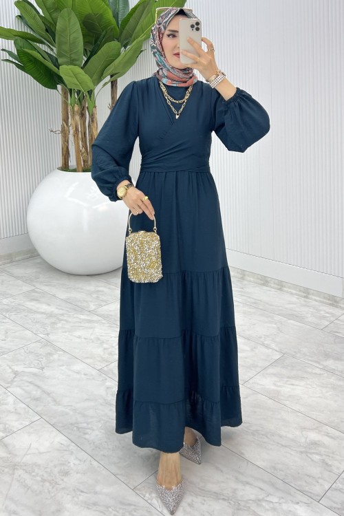 Petrol Premıum Leha Elbise Tesettür Giyim